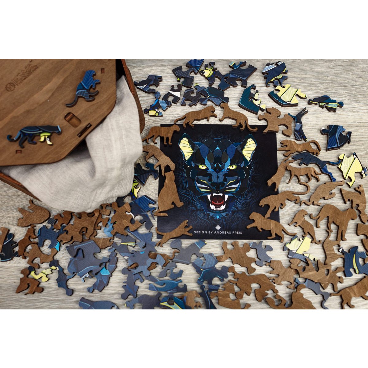 Eco Wood Art Houten Legpuzzel Panter/ Panther, houten doos