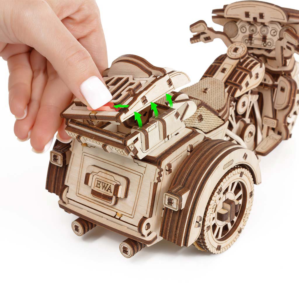 Eco Wood Art (EWA) 3D Houten Puzzel Trike, 2918, 22,6x11,1x11,1cm