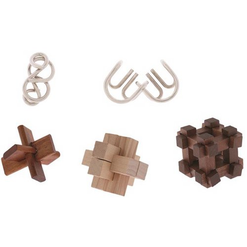Breinbreker Great Minds van 5 (3x Houten en 2x Metalen) Puzzels, Logica Giochi, LG812