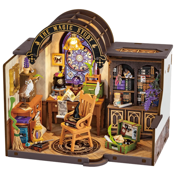 Robotime, DIY Huisje The Magic Study met LED verlichting, DG166, 21x13x19cm