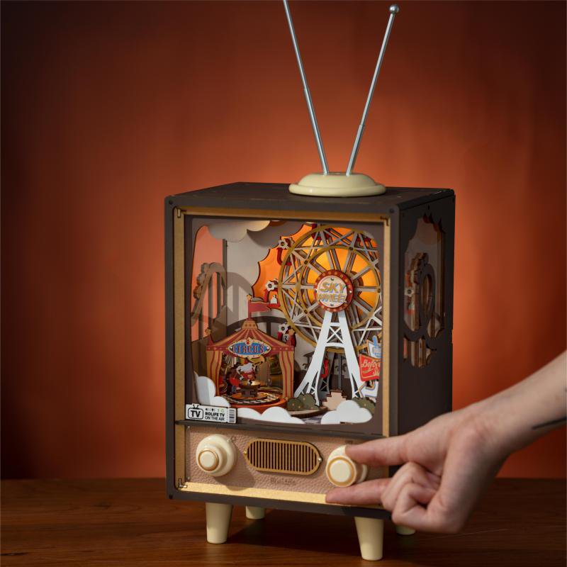 Robotime, Muziekdoos Hout DIY 3D Puzzel Sunset Carnival, AMT01, 17,7x14,2x41,4