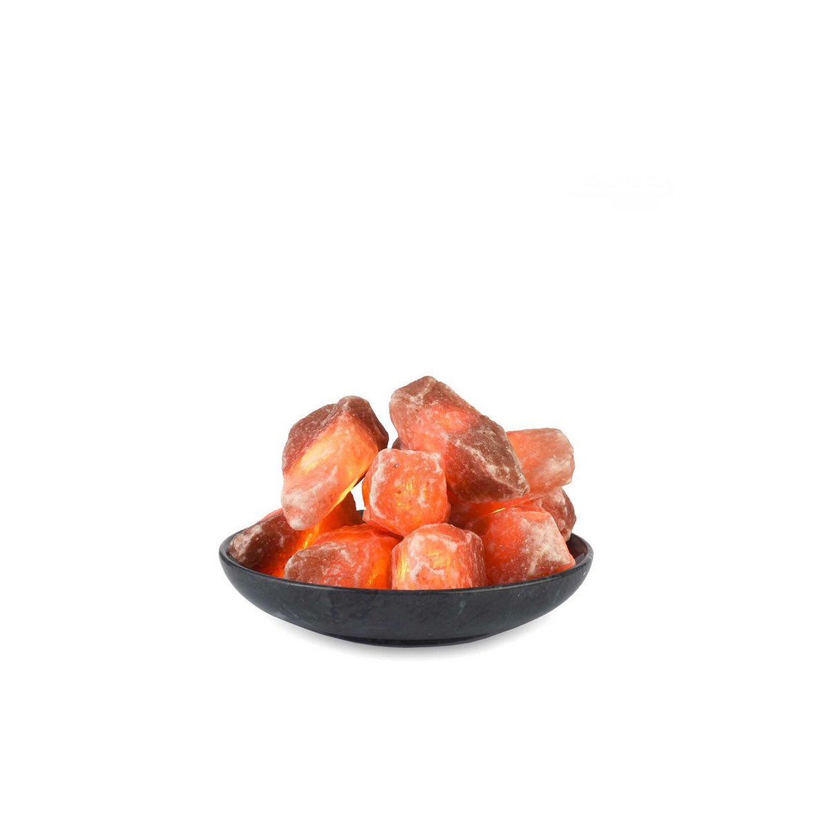 Himalaya Salt Dreams, 10 Verlichte Himalaya Zoutkristallen met Marmerenschaal, Ø ca. 20 cm, H ca. 4 cm