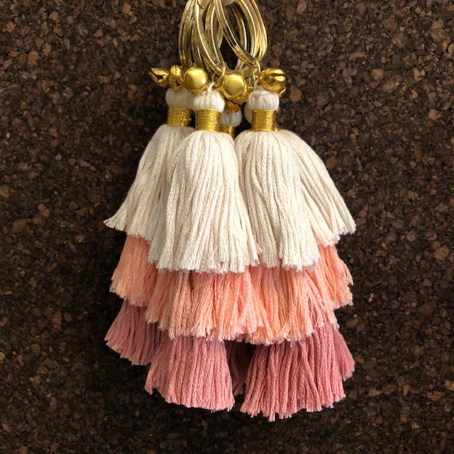 Luna-Leena Keychain Tassels - Old Pink - Organic Cotton - Handmade in Nepal