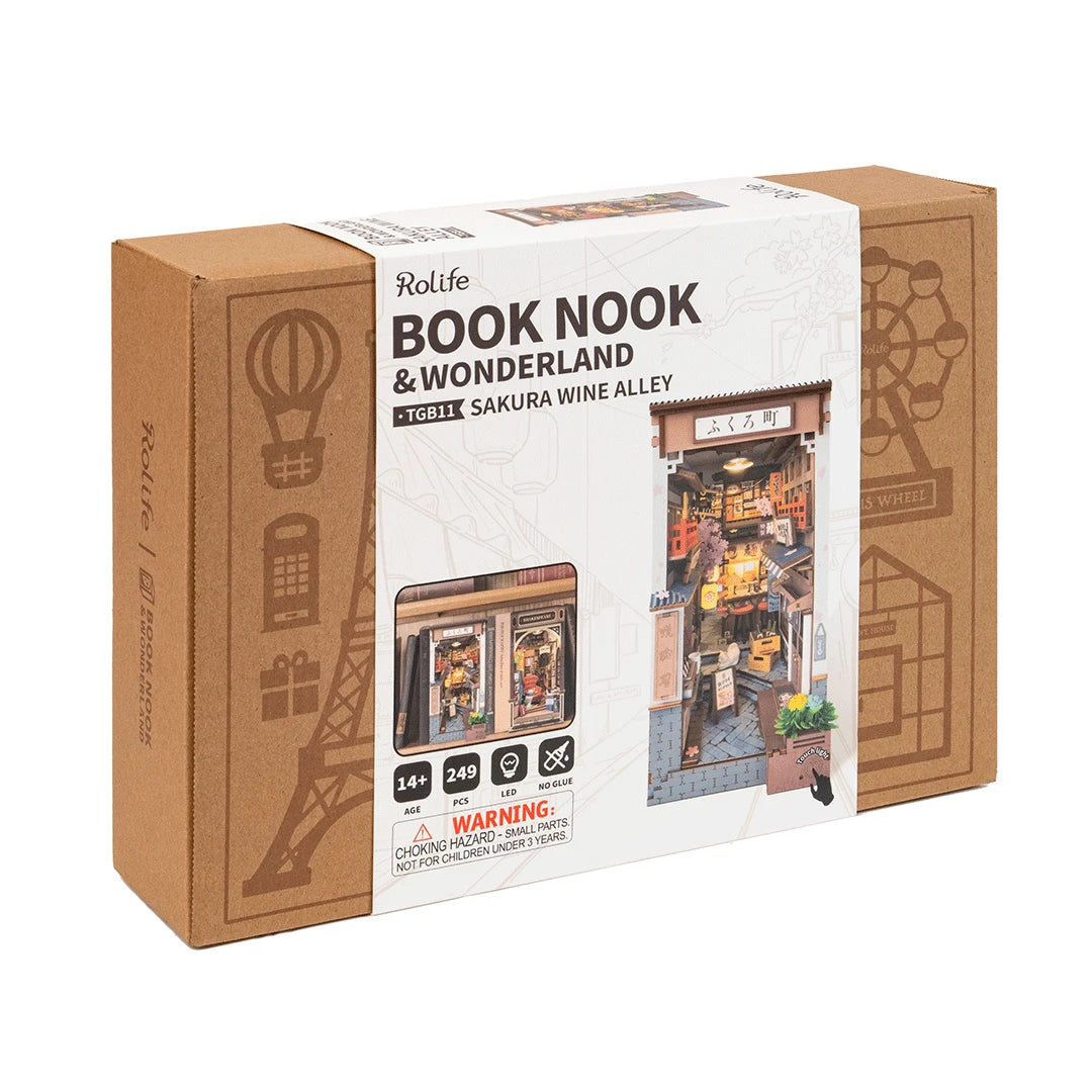 Robotime, DIY Book Nook Boekensteun Sakura Wine Alley, TGB11, 11,1x19,5x22,1cm