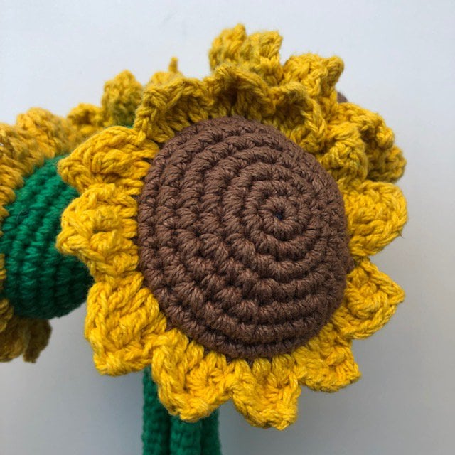 Luna-Leena zonnebloemboeket - Biologisch katoen - 4 bloemen - Handgehaakt in Nepal