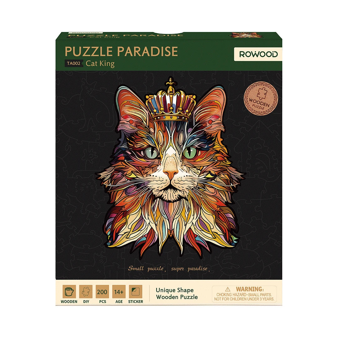 Robotime, Wanneer je kat koning is. Houten Legpuzzel Cat King