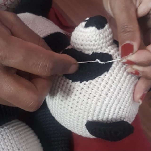 Luna-Leena panda beer knuffel - Biologisch katoen - Handgehaakt in Nepal