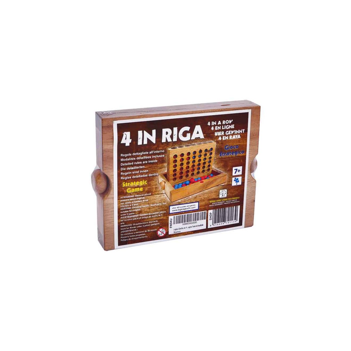 Logica Giochi Houten Bordspel 4 op één Rij, LG139, 19x15,5x4cm