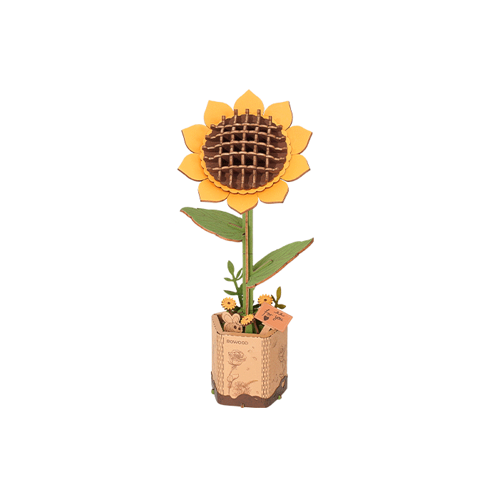 Robotime, DIY Houten Bloem Sun Flower, Zonnebloem, TW011, 9,5x8,5x23cm