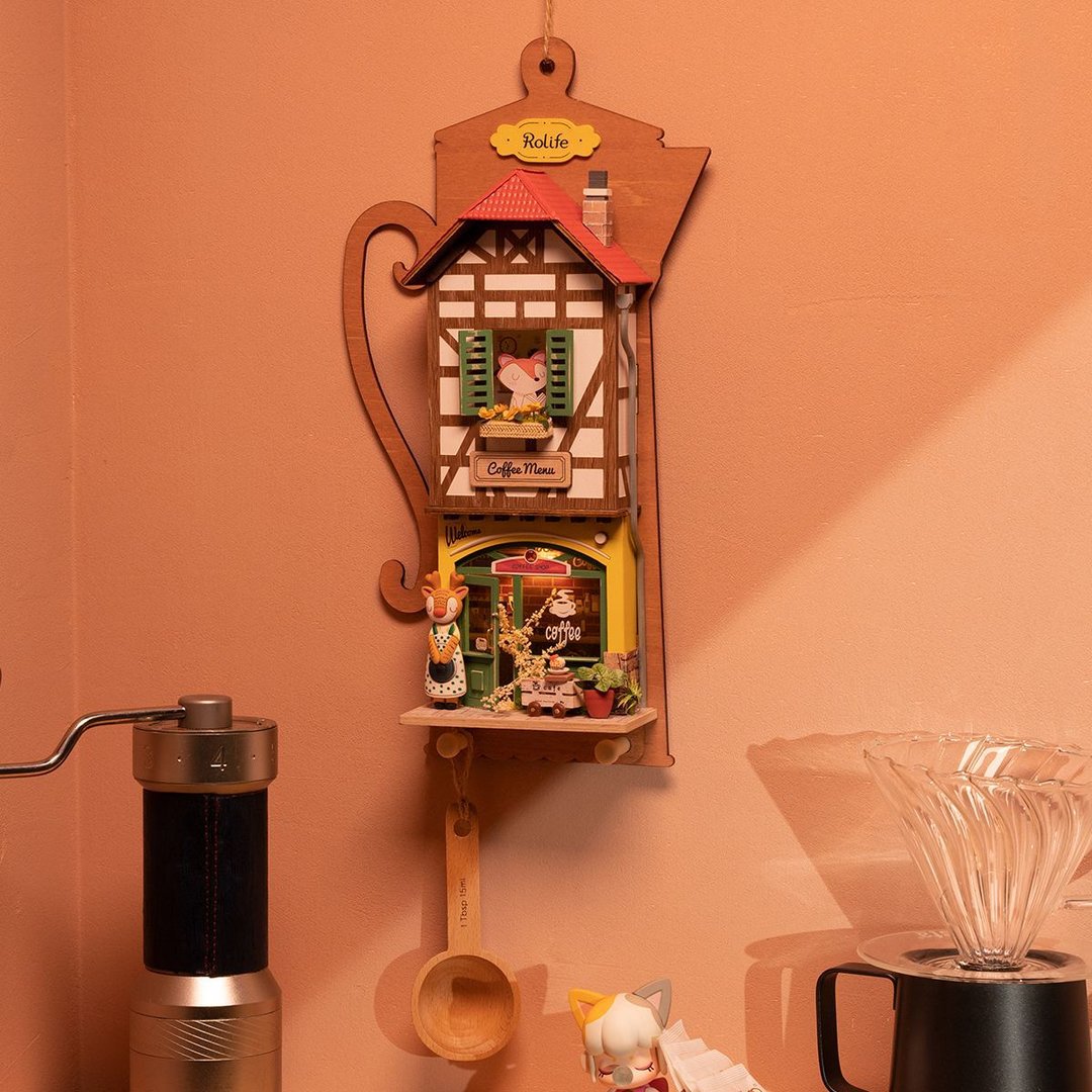 Robotime, DIY Sleutelrekje Lazy Coffee House met LED verlichting