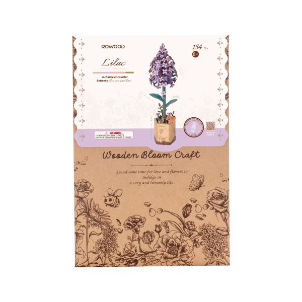 Robotime, DIY Houten Bloem Lilac, Lila Sering, TW021, 7,5x7x22,5cm