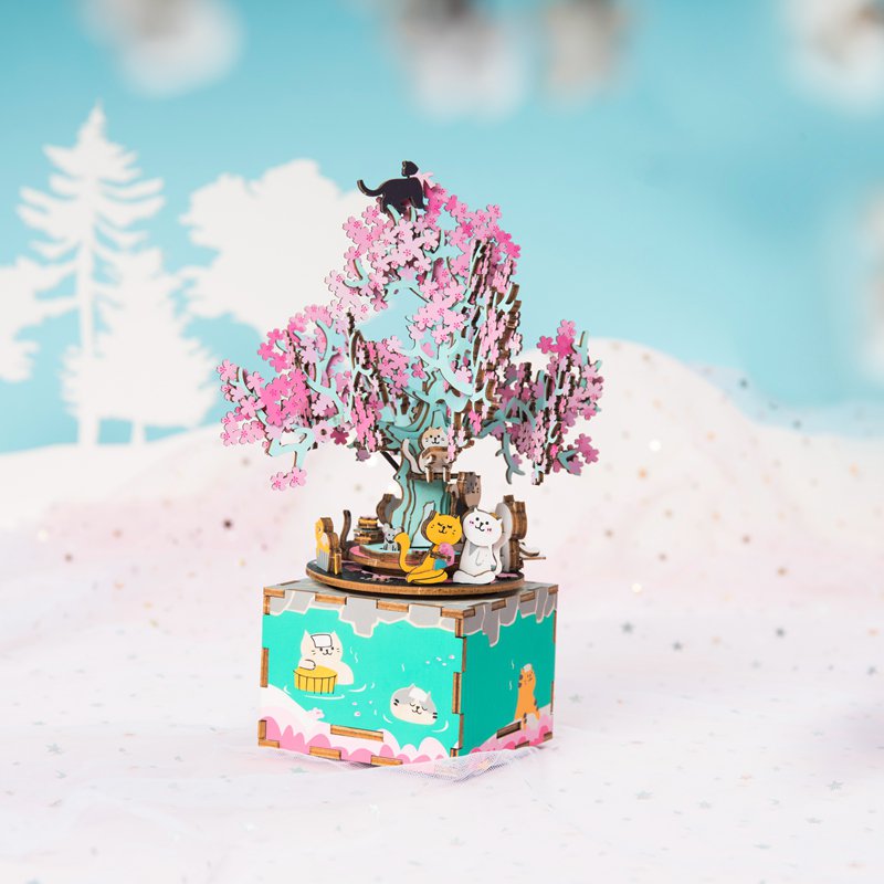 Robotime 3D Puzzle Music Box Cherry Blossom Tree