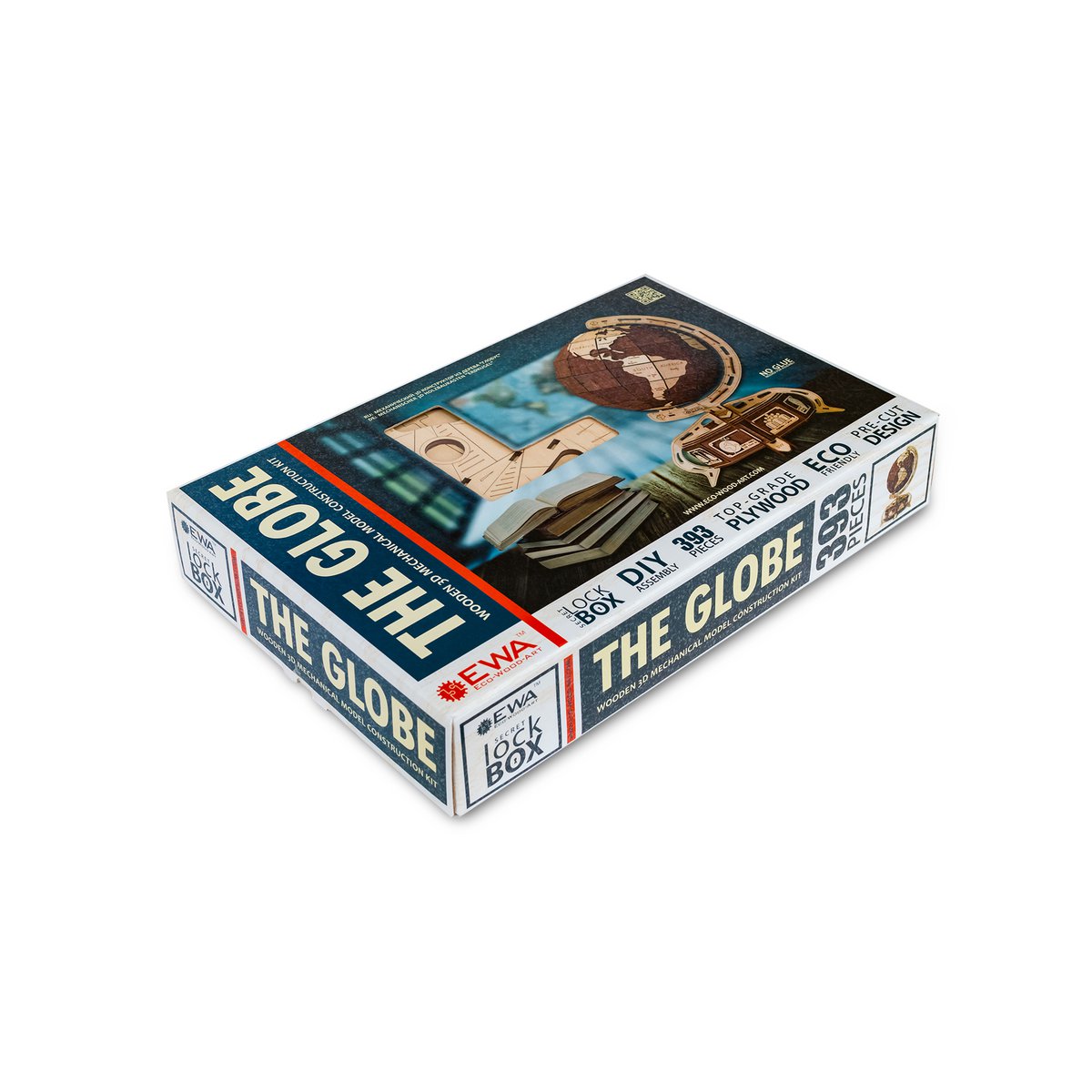 Eco Wood Art (EWA) 3D Mechanische Puzzel Globe Bruin