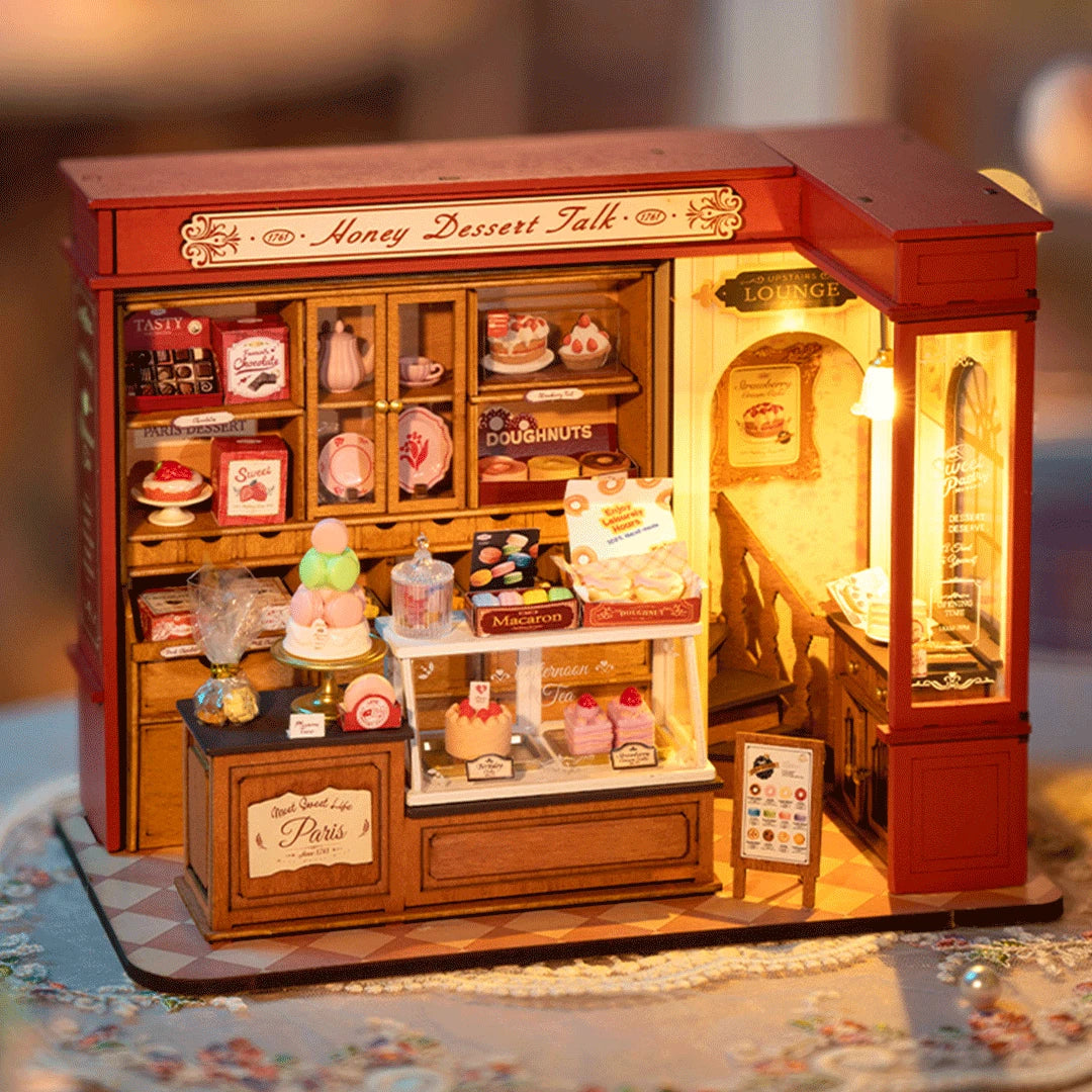 Robotime, DIY Huisje Honey Dessert Talk met LED verlichting, DG168, 23x13,5x17,3cm