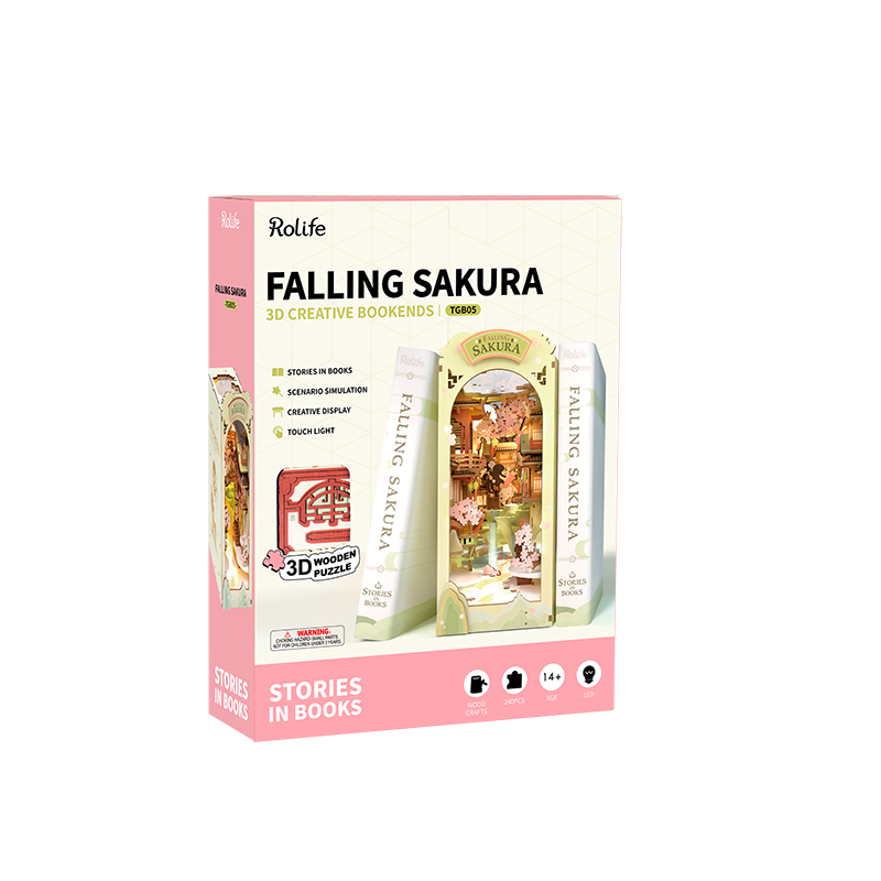 Robotime, DIY Book Nook Boekensteun Falling Sakura