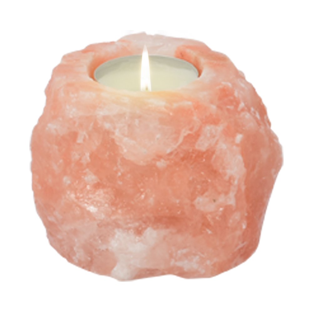 Waxinehouder Himalaya Zout, Rond, Himalaya Salt Dreams, 40101, Oranje, 500 gr, Ø 7cm