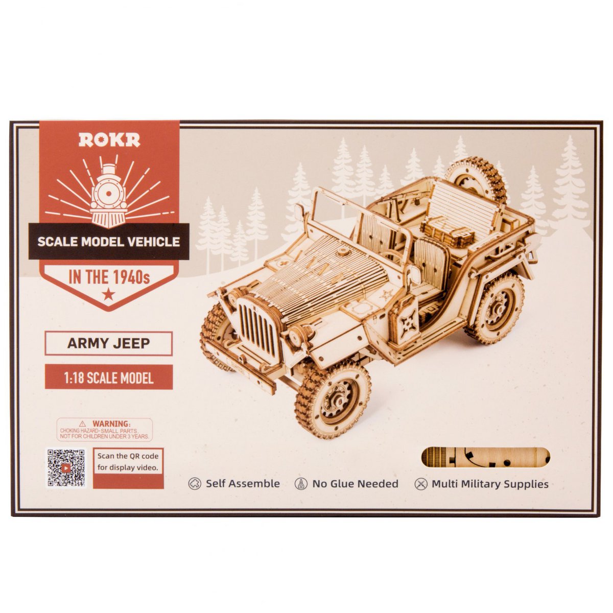 Robotime, Houten Puzzel 3D Army Field Car, 18,9 x 9,9 x 8,9 cm
