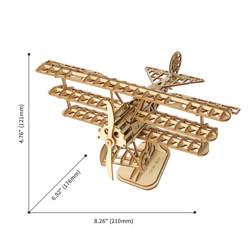 Robotime, 3D Houten Puzzel Vliegtuig