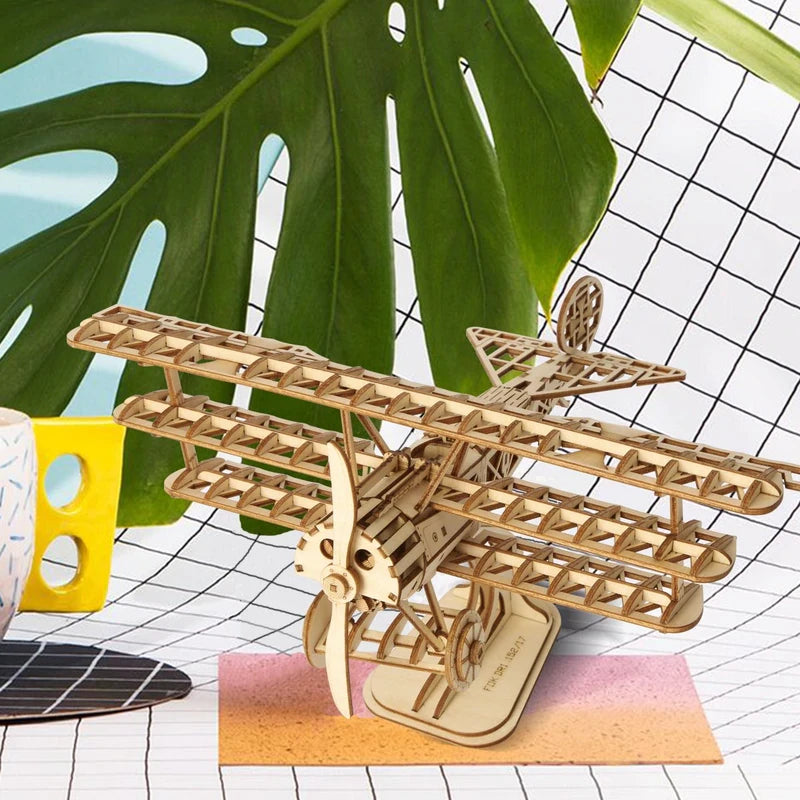 Robotime, 3D Houten Puzzel Vliegtuig