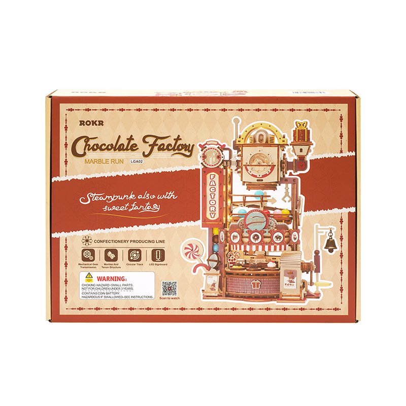 3D Houten Puzzel Knikkerbaan Marble Run Chocolate Factory, Robotime