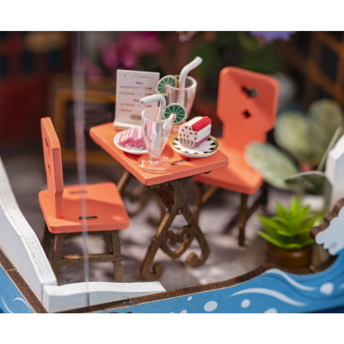 Robotime, DIY Huisje Sea Holiday Restaurant, DS039, 10x9,x13cm