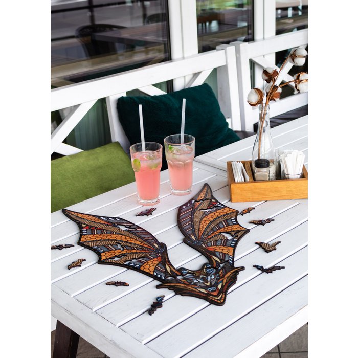 Eco Wood Art (EWA) Houten Legpuzzel Vleermuis/ Bat, Size M