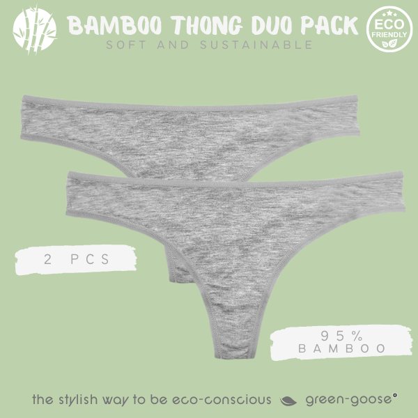 green-goose Bamboe Dames Strings - 2 Stuks - Grijs - 95% Bamboe