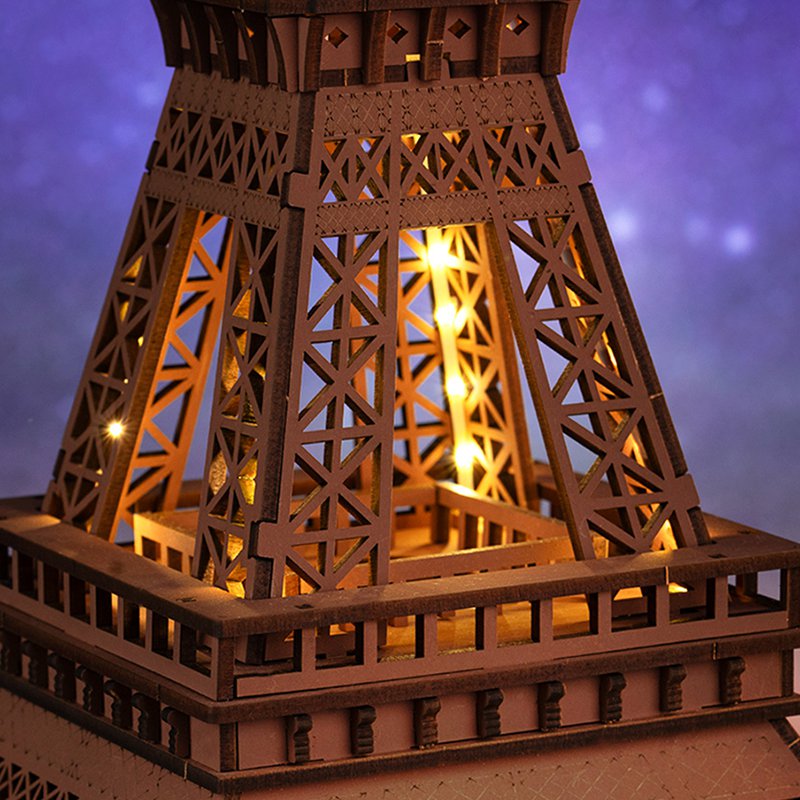 Robotime, 3D Houten Puzzel Night of the Eiffeltoren, TGL01, 22x21,3x53cm