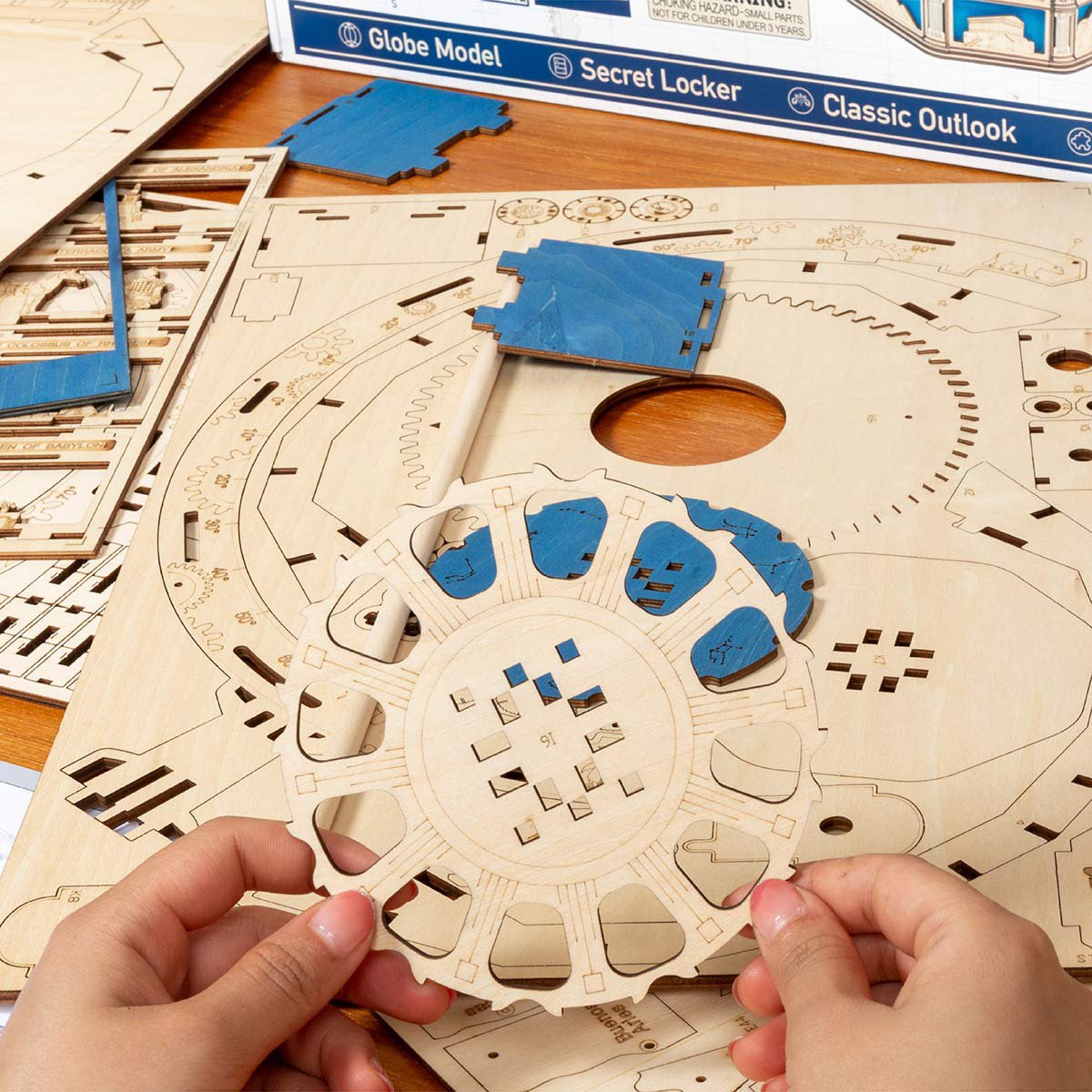 Houten Puzzel 3D The Globe Blauw, Robotime