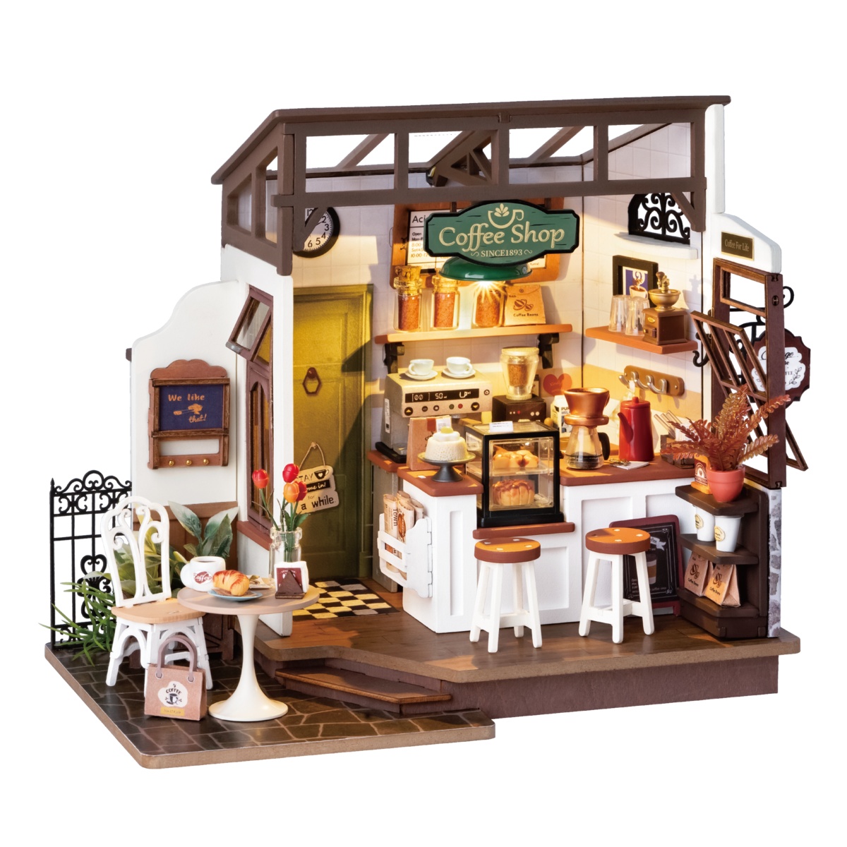 Robotime, DIY Huisje Slow Life Café met LED verlichting