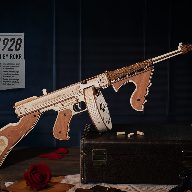 Robotime, 3D Houten Puzzel Submachine Gun, LQB01, 70x14x18cm