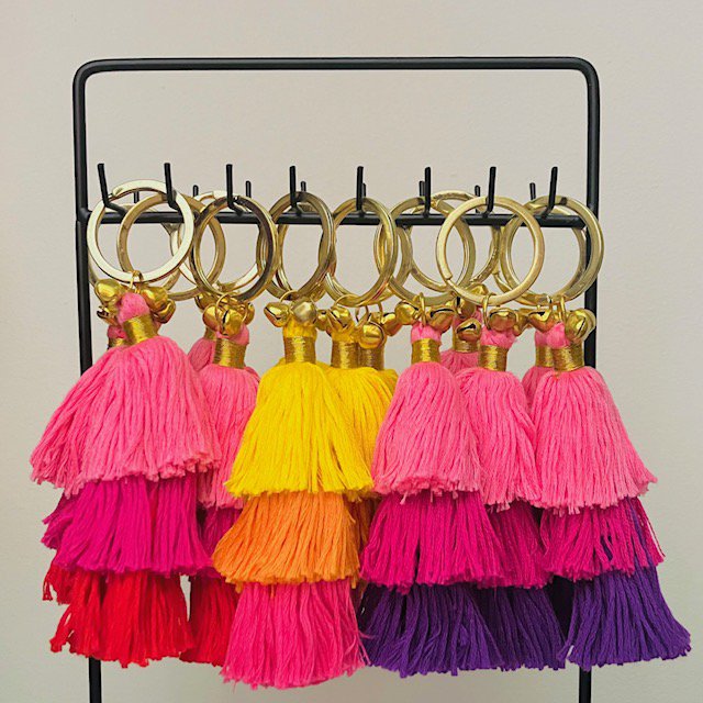 Luna-Leena Keychain Tassels - Paars - Organisch katoen - Handgemaakt in Nepal