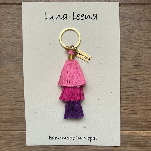 Luna-Leena Keychain Tassels - Paars - Organisch katoen - Handgemaakt in Nepal