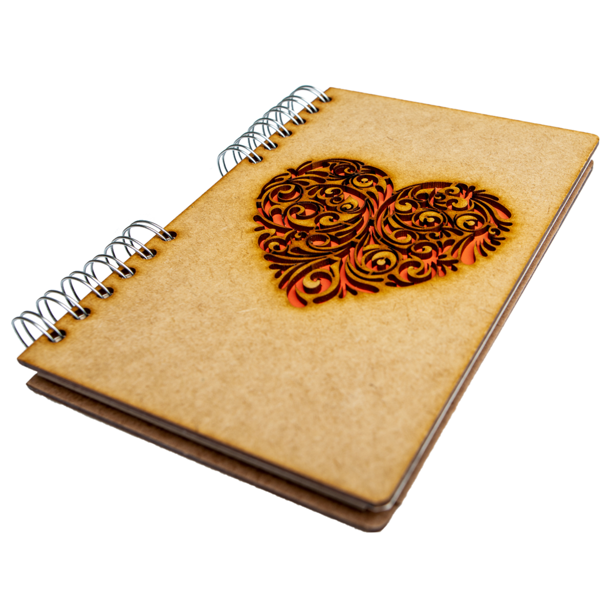 Duurzaam Houten Notitieboek – KOMONI – Red Hart – Gerecycled papier – Navulbaar – ROHA