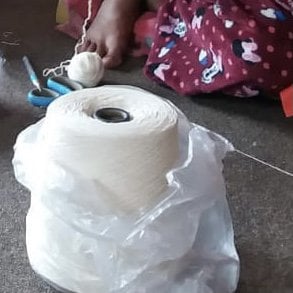 Luna-Leena 2x mini manden met handvat - Gebroken wit - Handgehaakt in Nepal