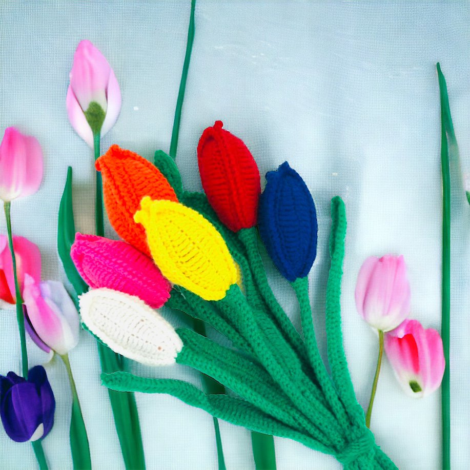 Luna-Leena tulp Hollands boeket veelkleurig - Zachte wol - Handgehaakt in Nepal