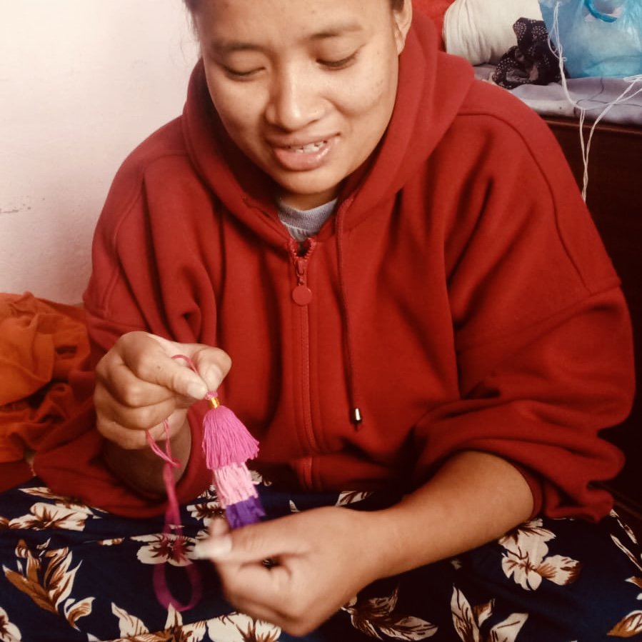 Luna-Leena Keychain Tassels - Paars - Organisch katoen - Handgemaakt in Nepal