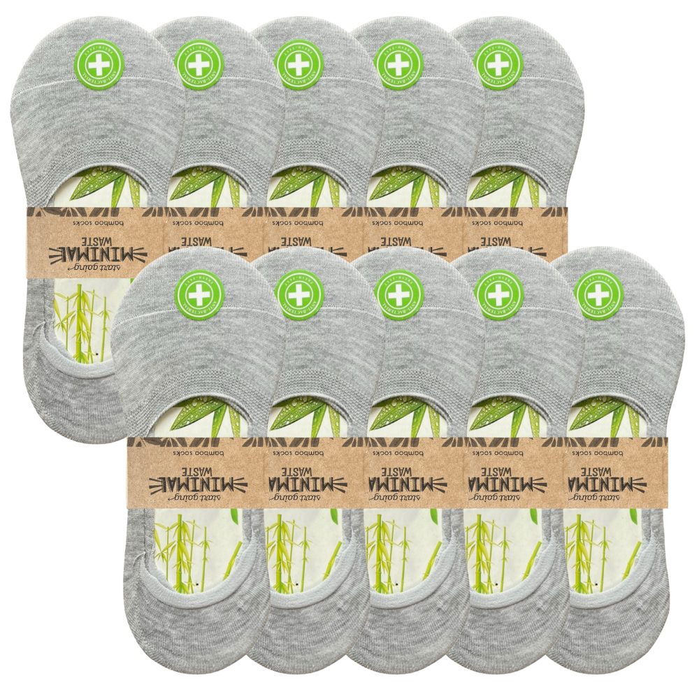 green-goose Bamboe Dames Footies - 10 paar -85% Bamboe - Grijs - Maat 35-39