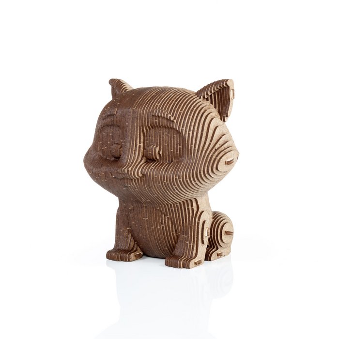 Eco Wood Art (EWA) 3D Houten Bouwset Spaarpot Kat/Cat, 3793, 13,6x12,7x14,1cm