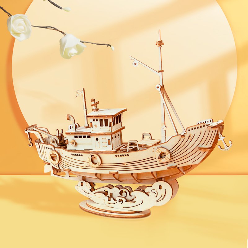 Robotime, 3D Houten Puzzel Fishing Ship