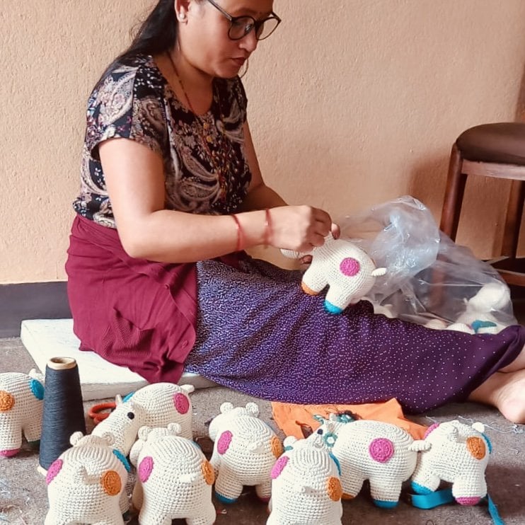 Luna-Leena nijlpaard Gloria - biologisch katoen - handgehaakt in Nepal