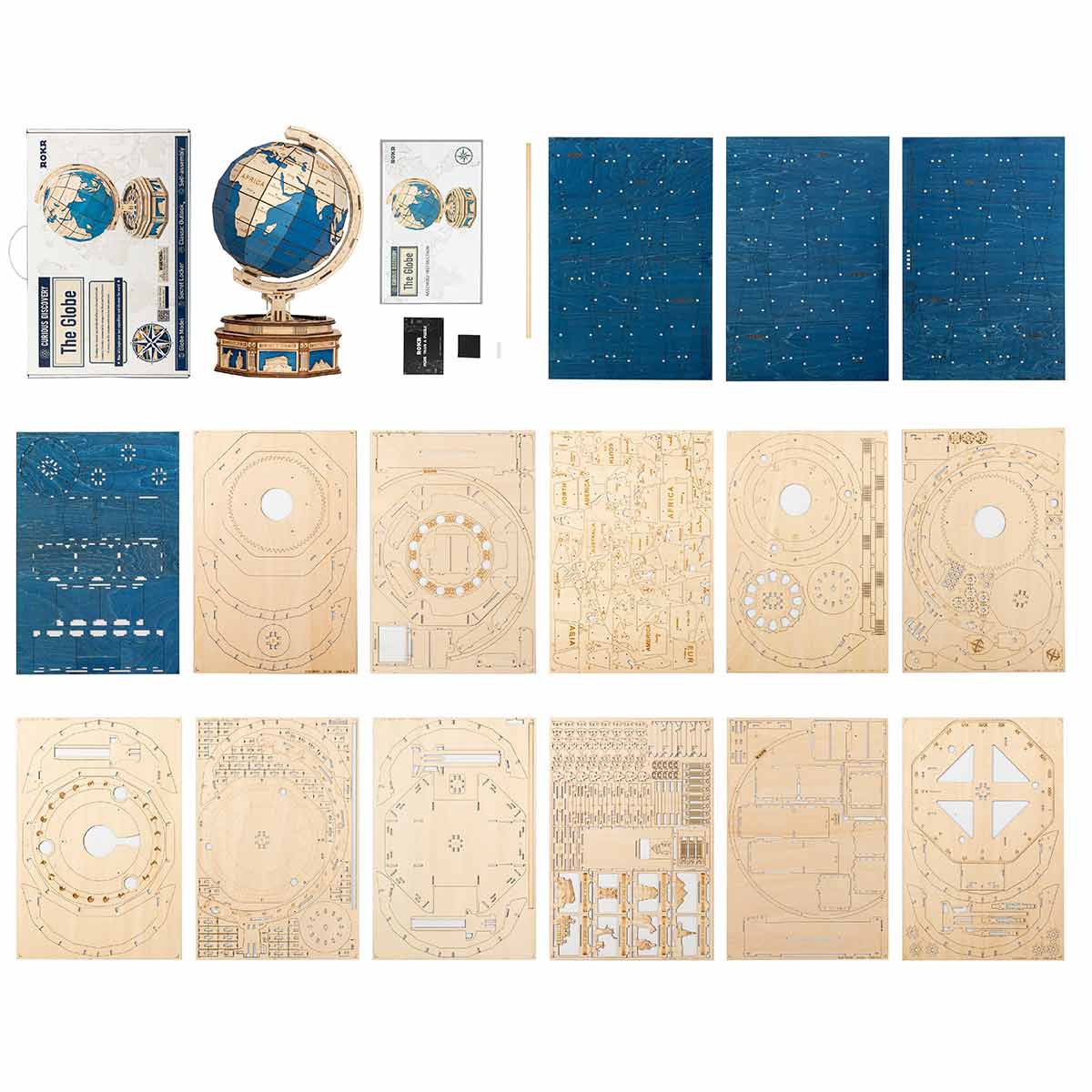 Houten Puzzel 3D The Globe Blauw, Robotime