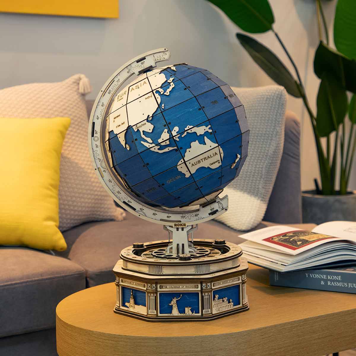 Houten Puzzel 3D The Globe Blauw, Robotime