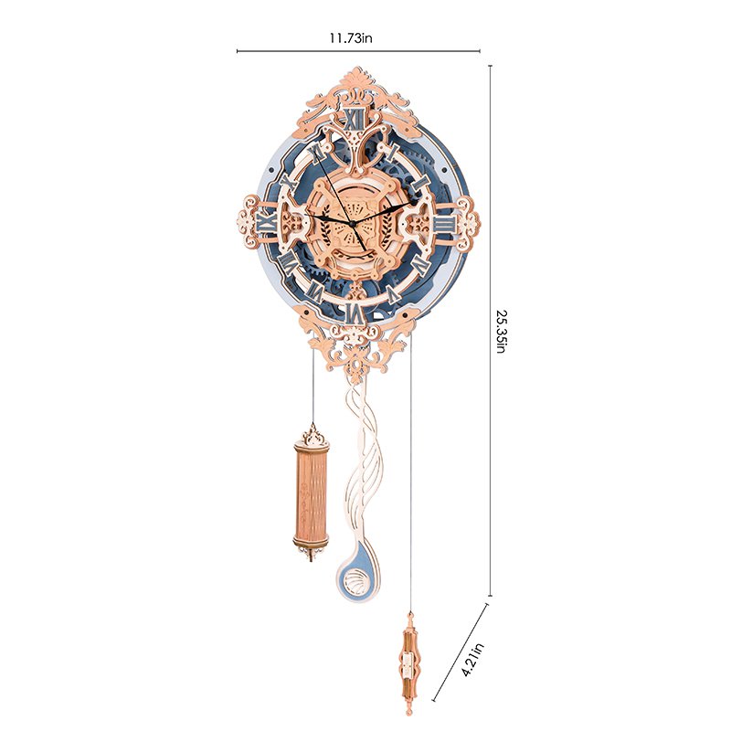 Robotime, 3D Houten Puzzel Romantic Note Wall Clock, LC701, 29,8x10,7x64,4cm