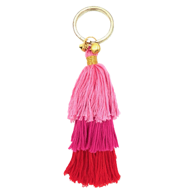 Luna-Leena Keychain Tassels Rood - Organisch katoen - Handgemaakt in Nepal