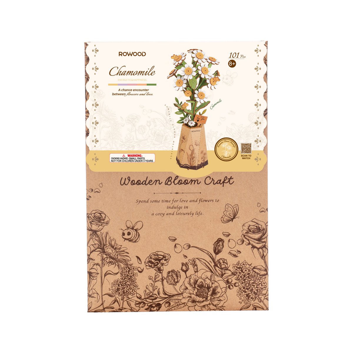 Robotime, DIY Houten Bloem, Chamomile/Kamille, TW061, 9,5x9x22,5cm
