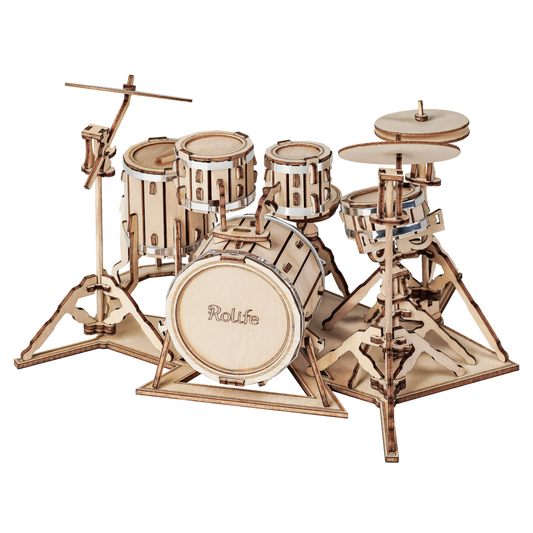 Robotime, 3D Houten Puzzel Muziekinstrument Drumstel