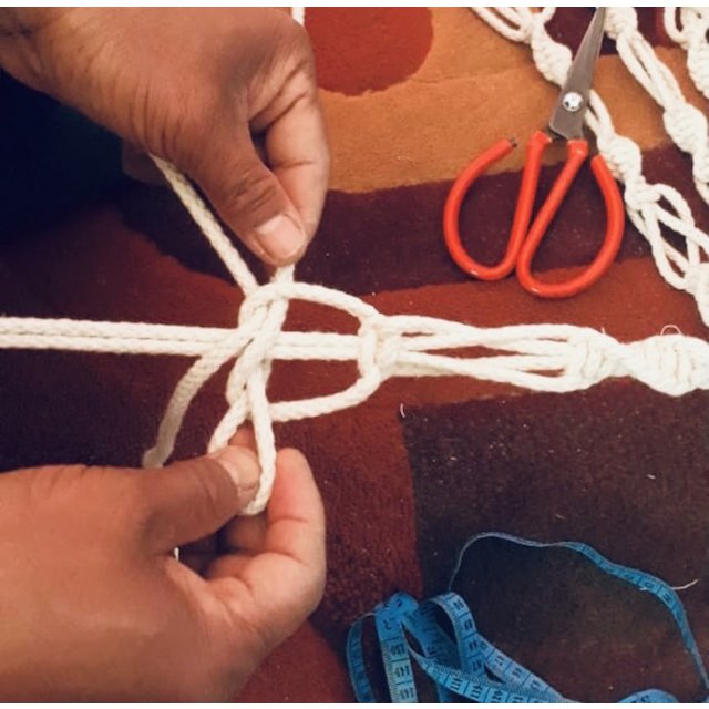 Luna-Leena plantenhanger mini macramé gebroken wit - Katoen - Handgemaakt in Nepal