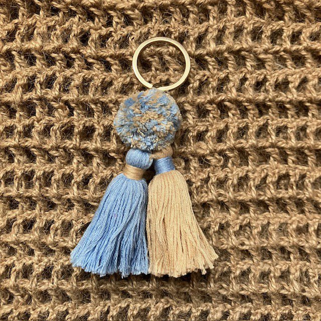 Luna-Leena Keychain Twin Tassels Blue/Sand - Handgemaakt in Nepal