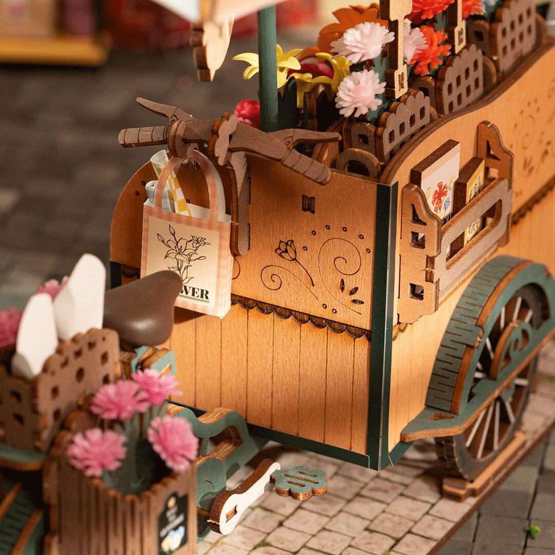 Robotime, DIY 3D Houten Modelbouwpakket, Blossom Cart, TGS03, 24,2x16,3x21cm